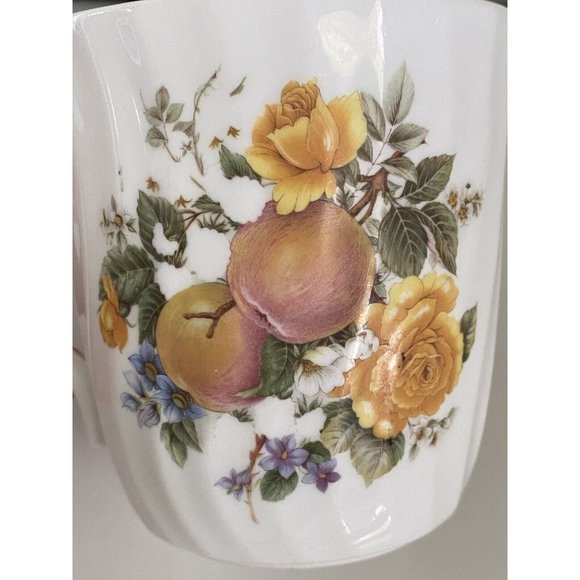 Crown Trent Harvest Coffee Mug Staffordshire England Yellow Rose Apple Berries - Picture 8 of 16